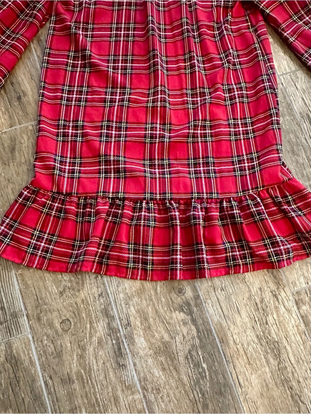 NWOT Red Plaid Ruffle Hem Smocked Dress - Picture 4 of 7